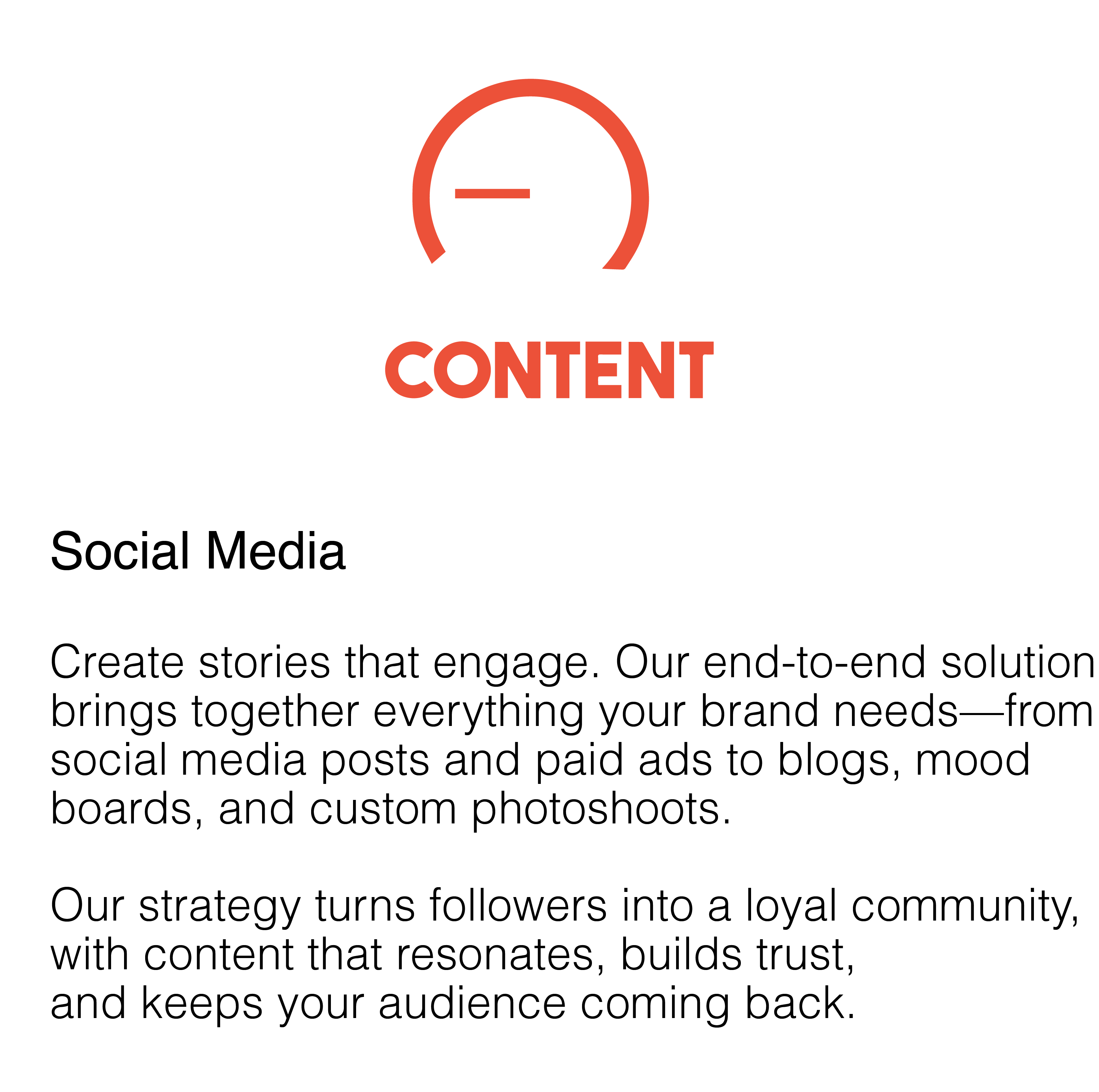 The image depicts social media marketing efforts centered on content that resonates, resulting in a loyal community around the brand.